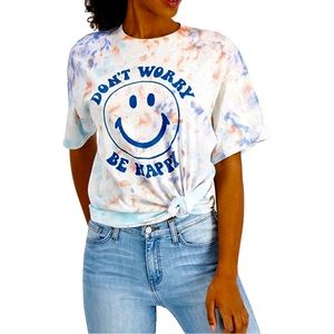 Junk Food Clothing Tie Dye Tee Don’t Worry Be Happy T-Shirt Size Small